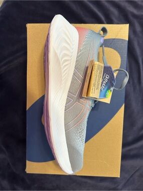 Asics Gray Sneakers with Pink and Purple Accents Wide